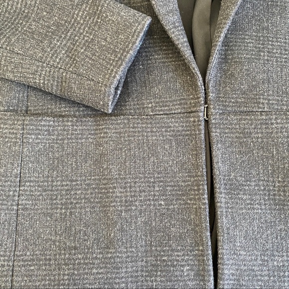 Theory Gray Elizabeth Glen Plaid Wool Blend Coat - Picture 9 of 11